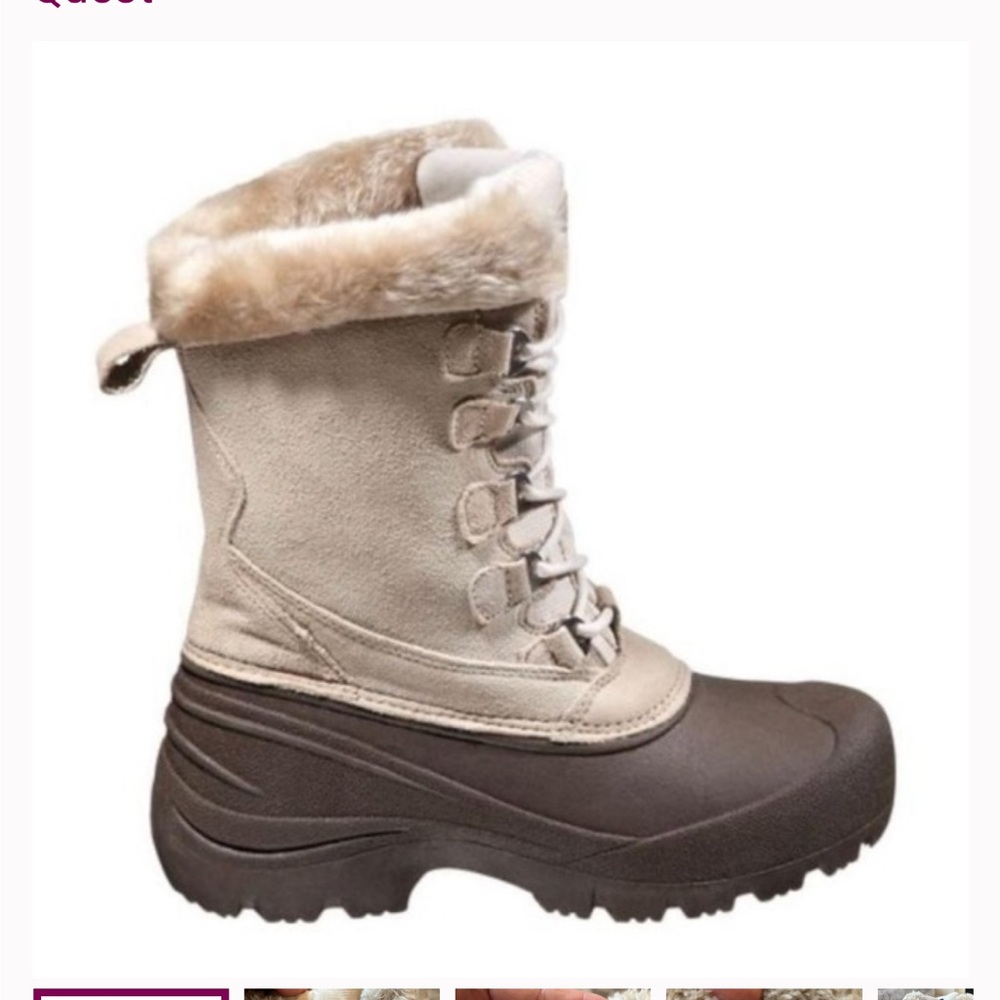Quest Snow Boots Womens Cream Suede Duck Boot Thinsulate NWOT